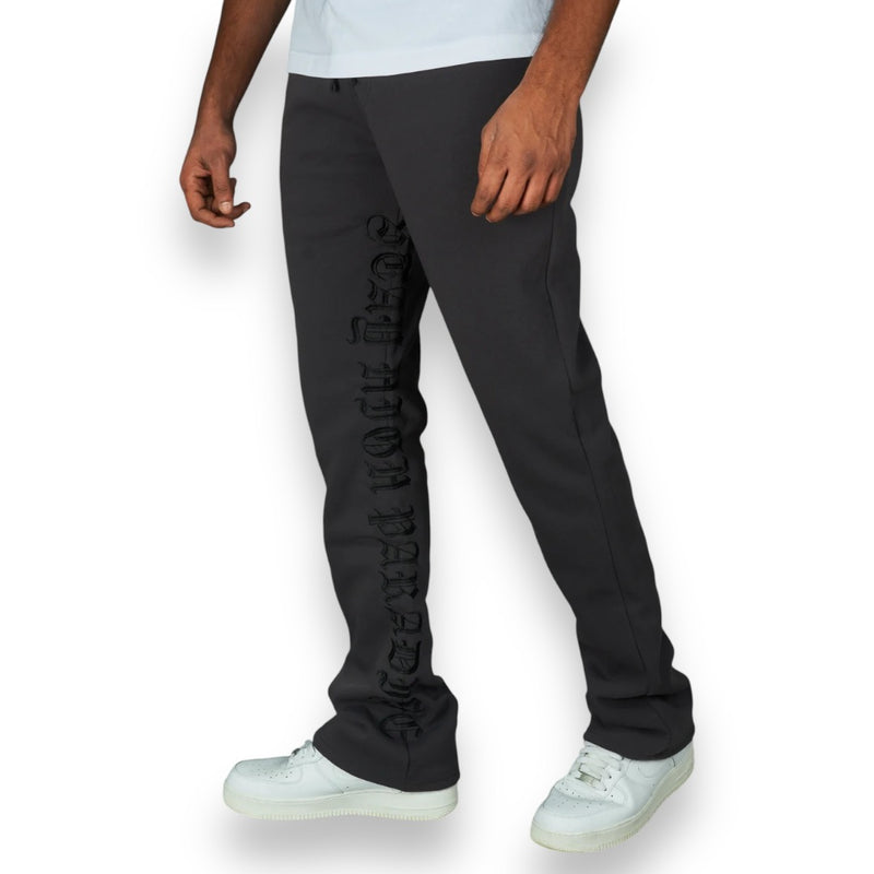 Rebel Minds 'Stay High' Stacked Fleeced Sweat Pants (Charcoal) 100-491