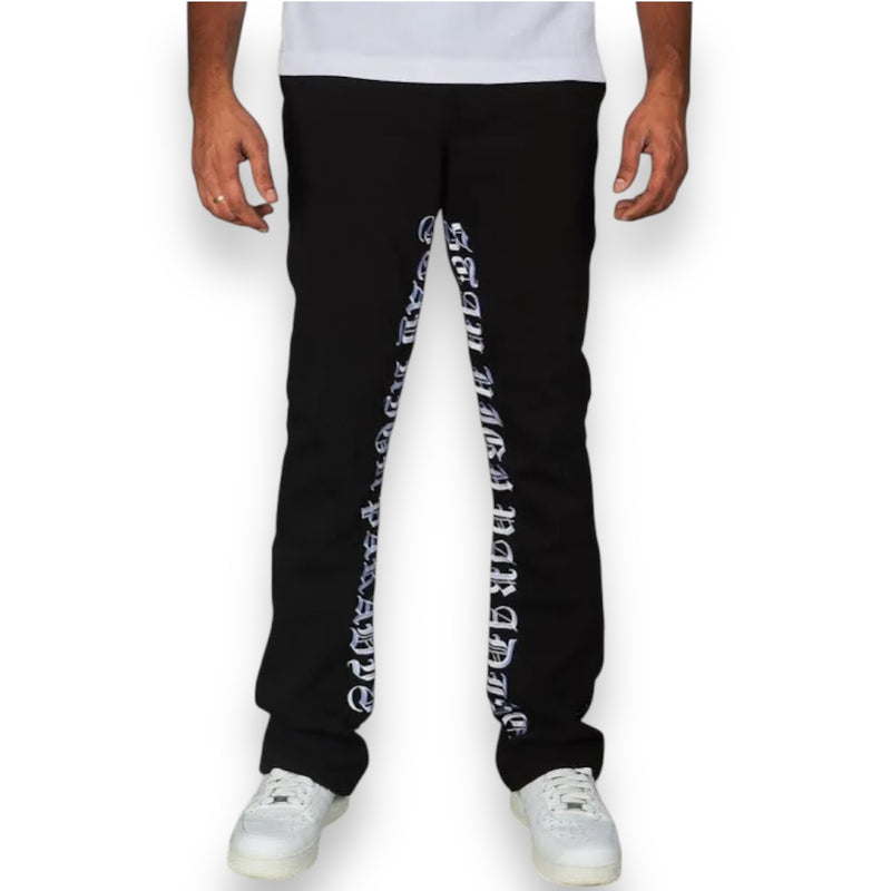 Rebel Minds 'Stay High' Stacked Fleeced Sweat Pants (Black) 100-491