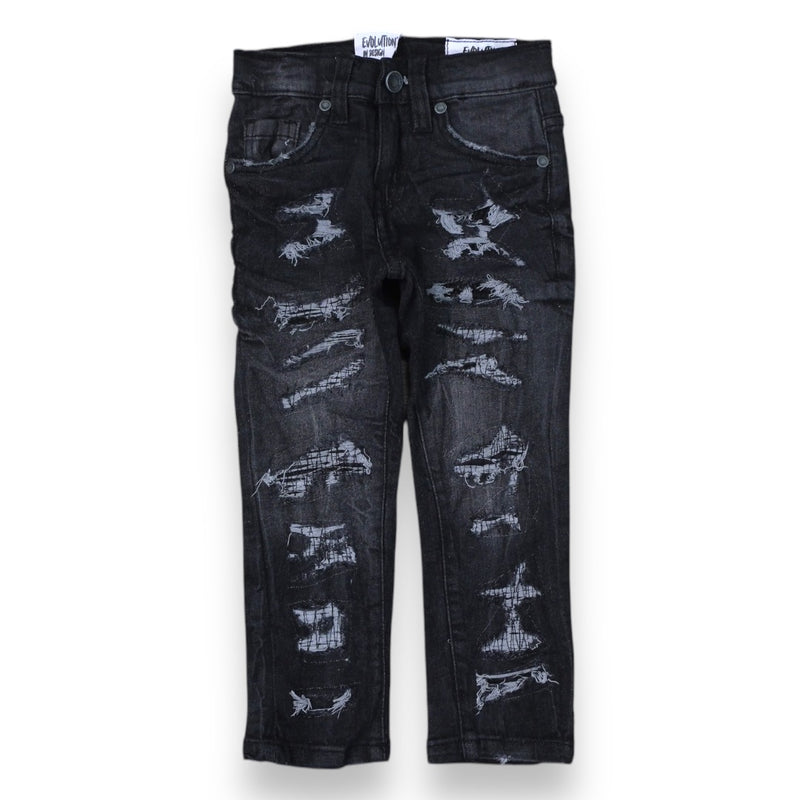 Evolution Kids 'Slim Ruthless' Distressed Denim (Washed Black) EV-330182