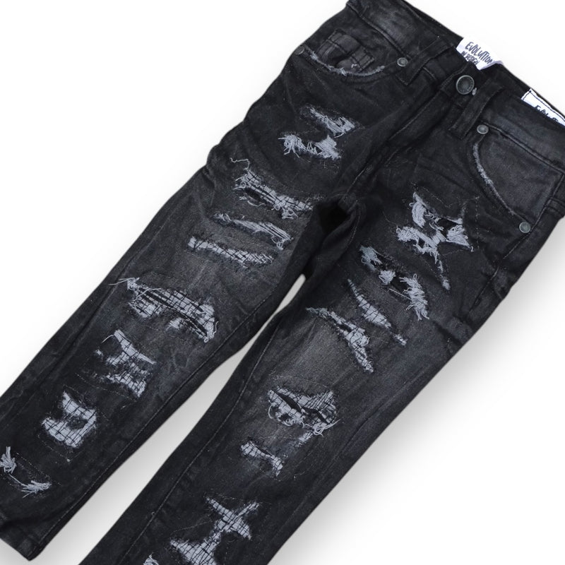 Evolution Kids 'Slim Ruthless' Distressed Denim (Washed Black) EV-330182