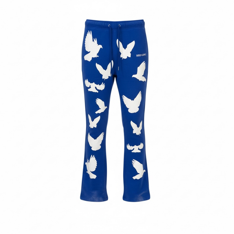 Black Pike 'Bird Gang' Stacked Sweatpants (Royal Blue) FB2531S