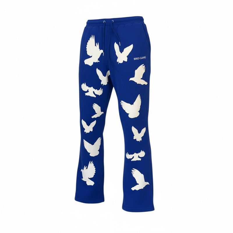 Black Pike 'Bird Gang' Stacked Sweatpants (Royal Blue) FB2531S