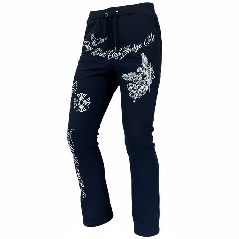 Black Pike 'Only God Can Judge Me' Stacked Sweatpants (Black) FB2539S