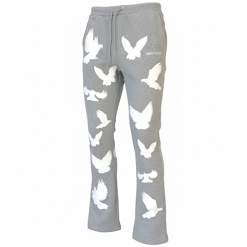 Black Pike 'Bird Gang' Stacked Sweatpants (H. Grey) FB2531S