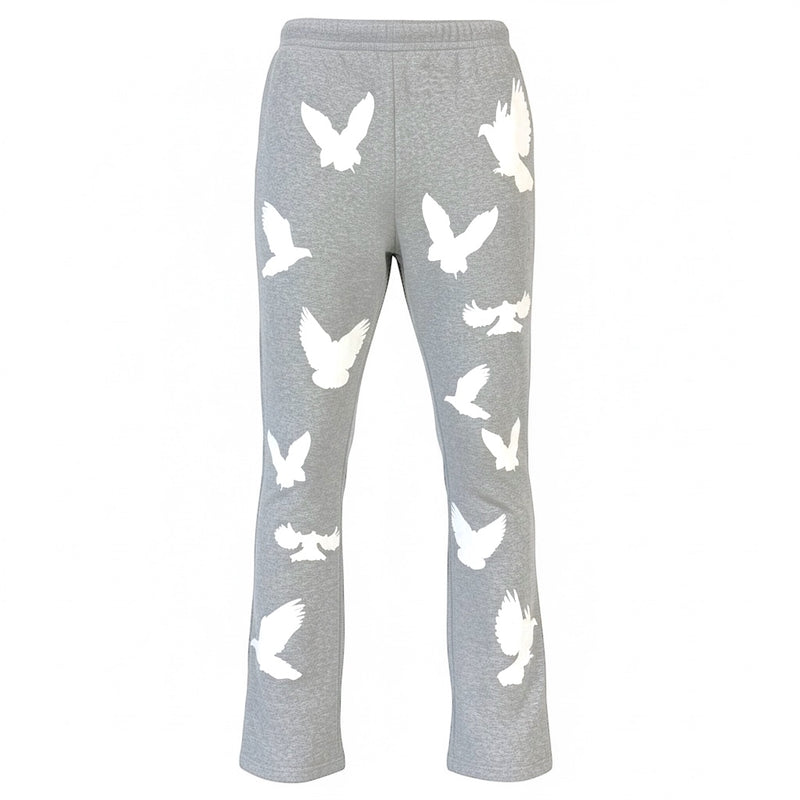 Black Pike 'Bird Gang' Stacked Sweatpants (H. Grey) FB2531S