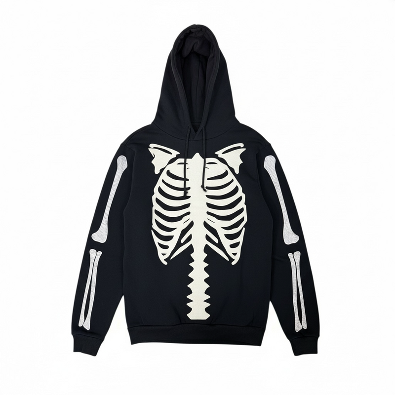 Black Pike 'Bones' Rhinestone Hoodie (Black) FB2501Y