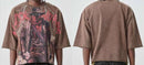 TAKER 'No Risk No Reward' Cropped Terry T-Shirt W/ Rhinestones (Brown) T5211