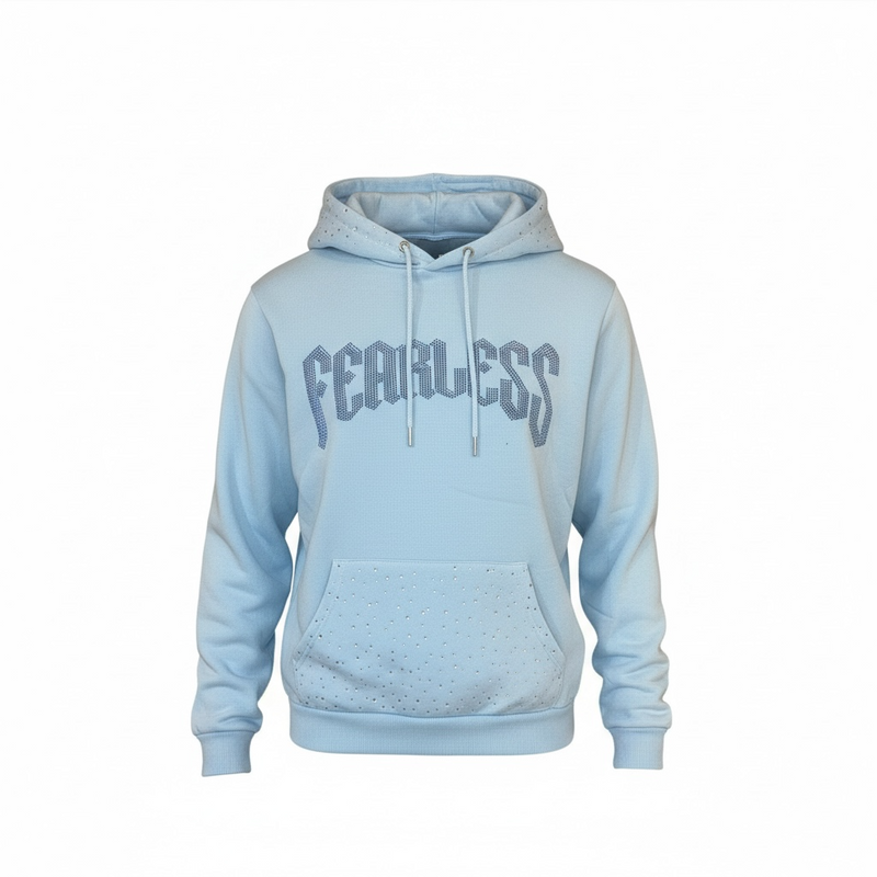 Black Pike 'Fearless' Rhinestone Hoodie (Lt.Blue) FB2530S