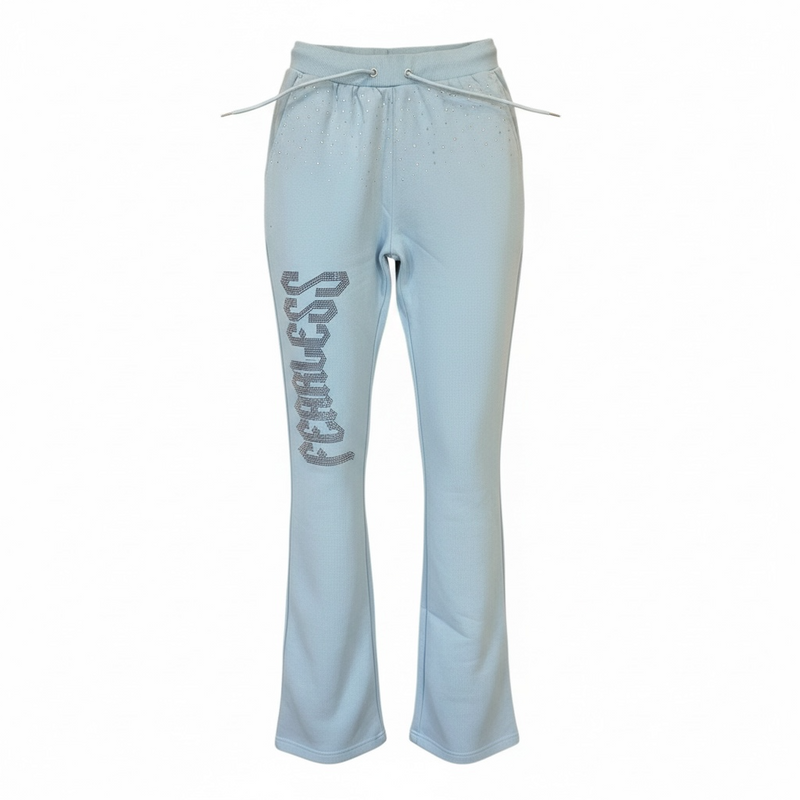 Black Pike 'Fearless' Rhinestone Stacked Sweats (Lt.Blue) FB2530S
