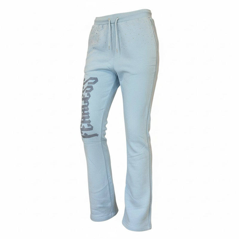 Black Pike 'Fearless' Rhinestone Stacked Sweats (Lt.Blue) FB2530S