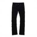FWRD distressed frayed stacked denim jet black FW-330347 front view