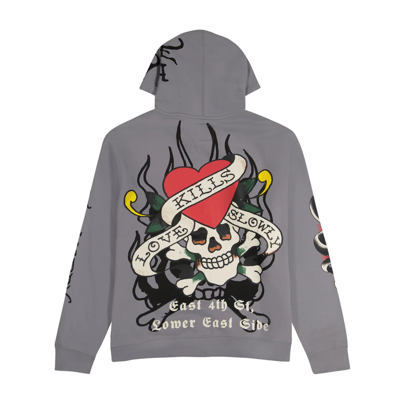 Ed Hardy 'Love Kills Slowly' Zip-Up Hoodie (Light Grey) EHM1301-46