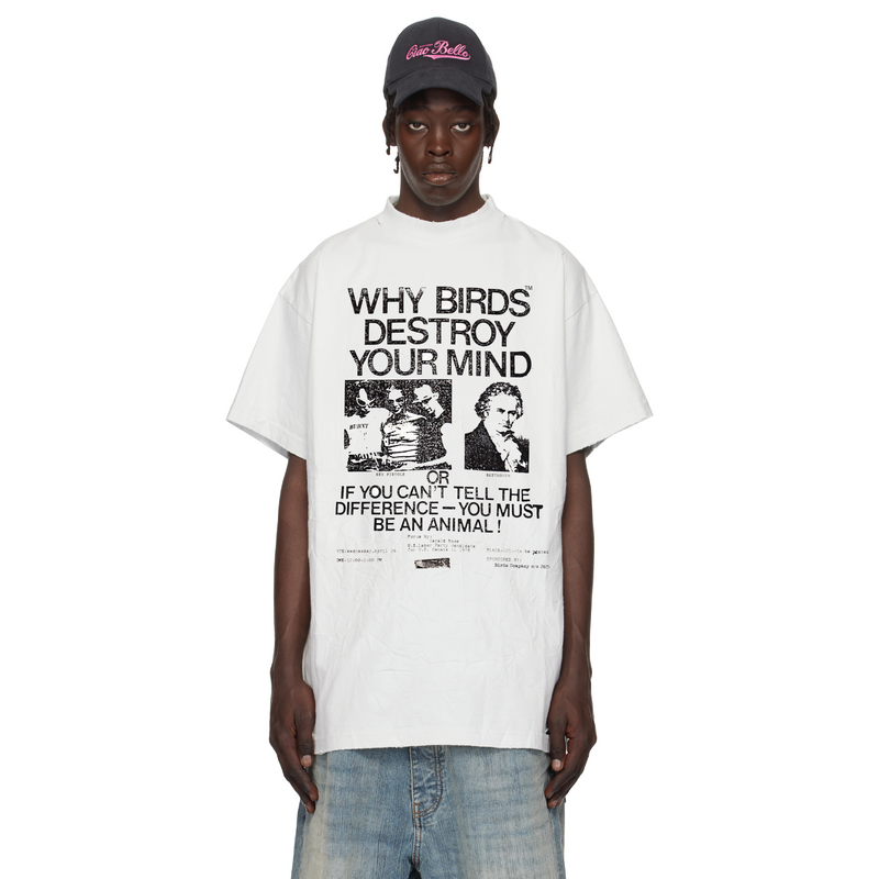 Birds 'Destroy Minds' White Oversized Ultra-Premium Box S/S T-Shirt