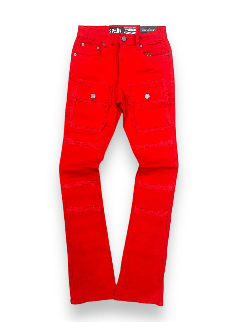 Spark 'TWill' Stack Denim With Pockets (Red) S3020 - Fresh N Fitted Inc