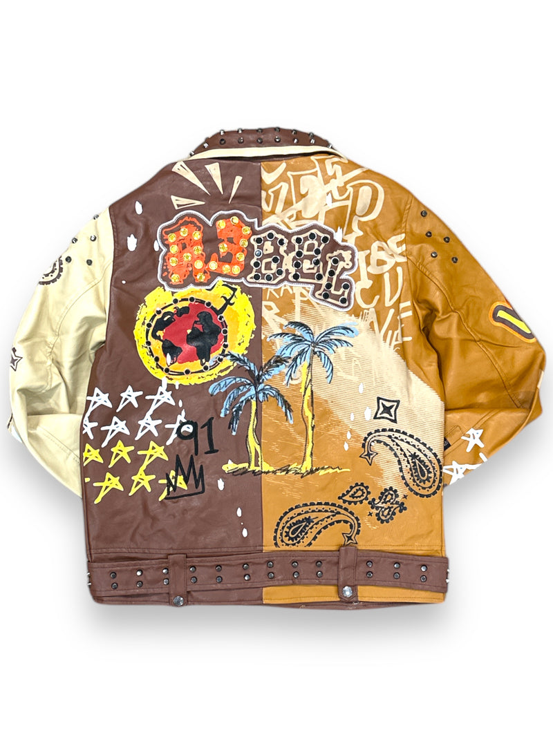 Rebel Minds Leather Biker Jacket (Brown) 621-582 - FRESH N FITTED-2 INC
