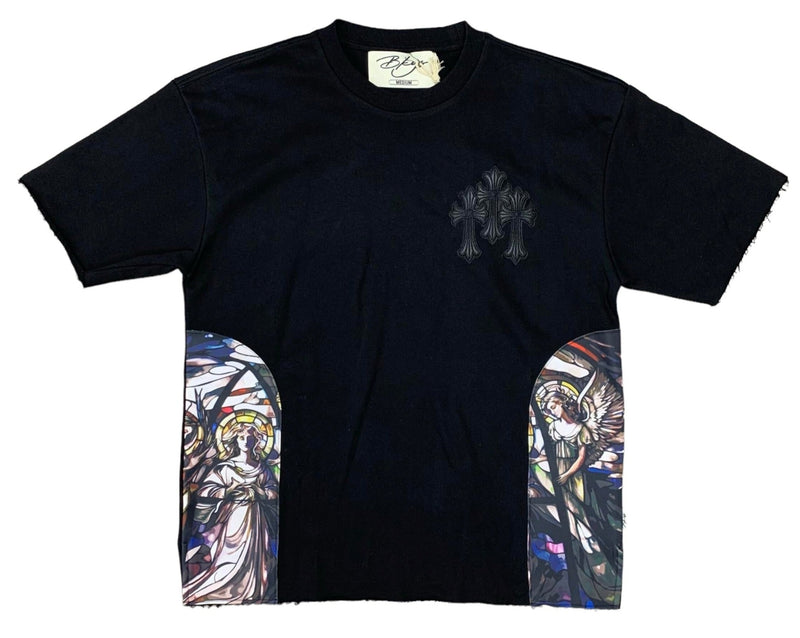 BKYS 'Satin Applique' Terry T-Shirt (Black) T1089 - FRESH N FITTED-2 INC