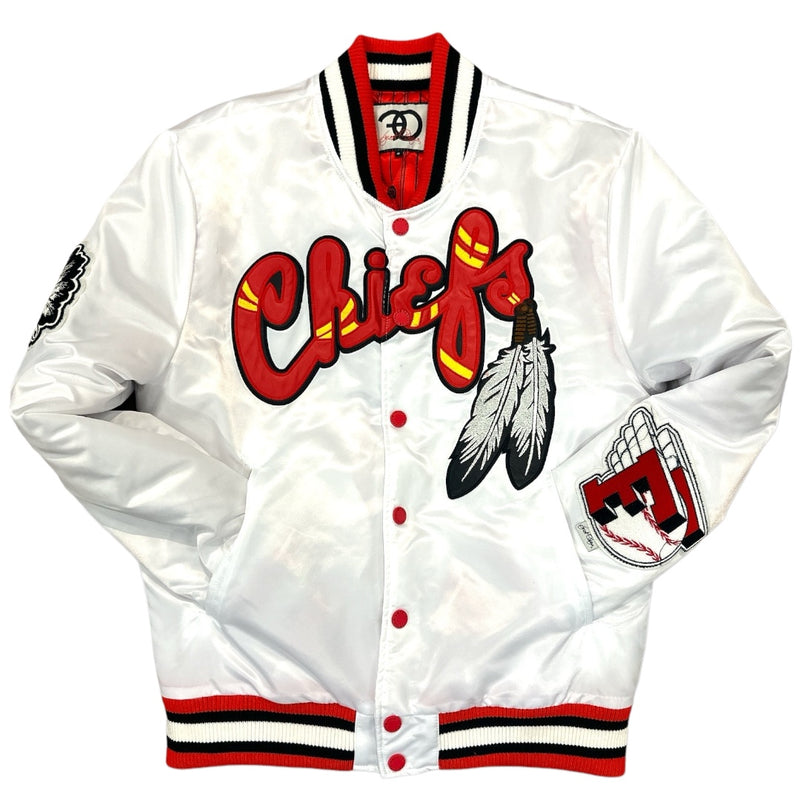 Frost Originals 'Chiefs' Satin Jacket (White) - FRESH N FITTED-2 INC