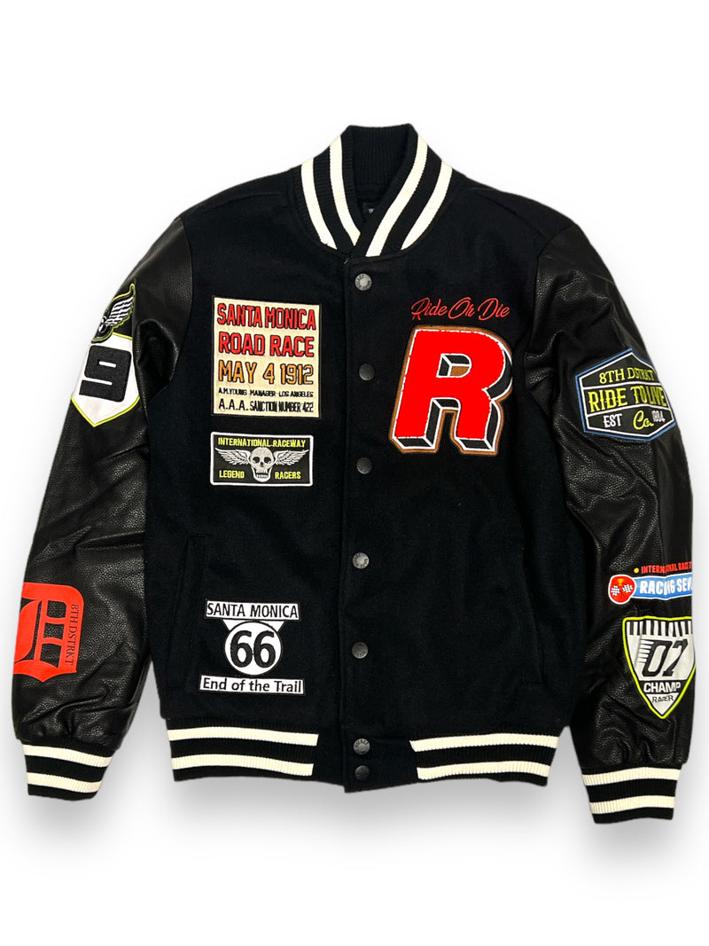 8IGHTH/DSTRKT 'Ride Or Die' Varsity Jacket In Black - Fresh N Fitted Inc