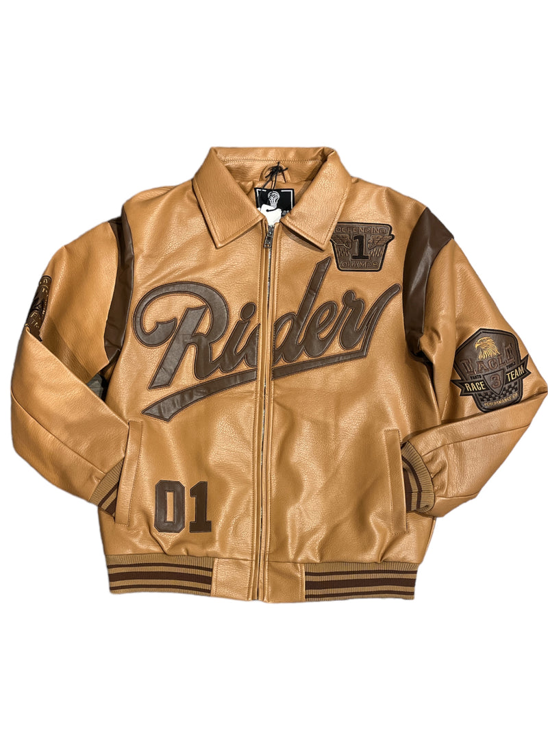 Rebel Minds 'Rider Varsity' Jacket (Caramel) 132-586 - Fresh N Fitted Inc