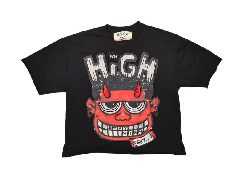 BKYS 'Stay High' Cropped T-Shirt (Black) T1199