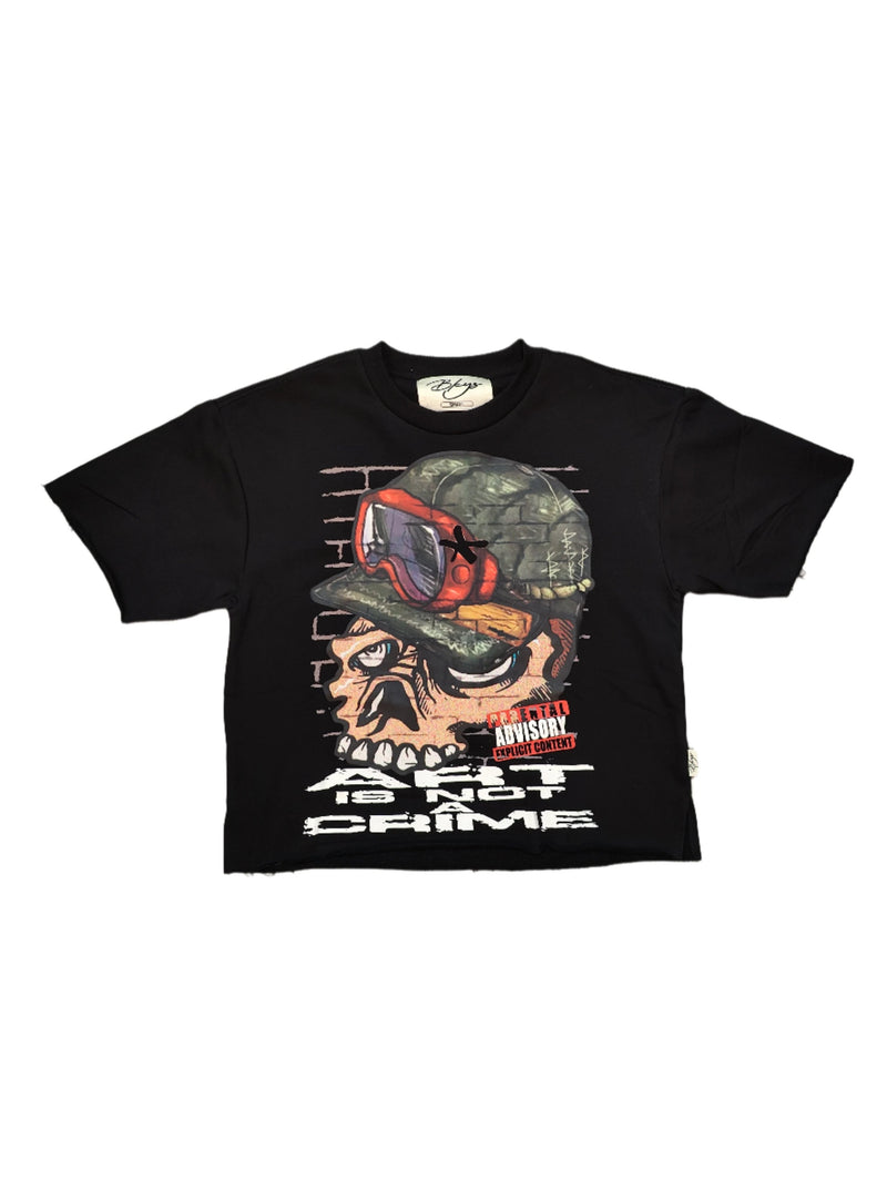 BKYS 'Art Is Not A Crime' Cropped T-Shirt (Black) T1200