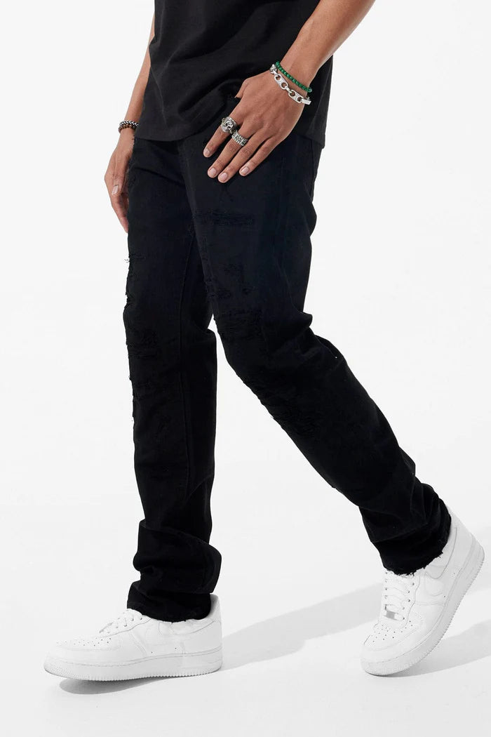 Jordan Craig Collins 'Elmhurst' Heavy Shredded Denim (Jet Black) JC1208 - FRESH N FITTED-2 INC