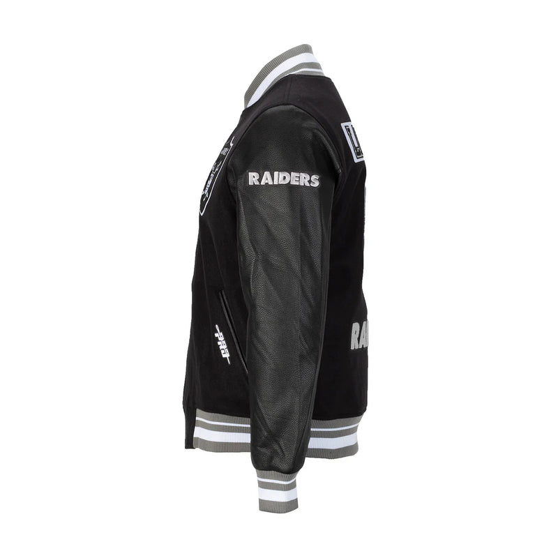 Pro Standard 'Las Vegas Raiders Split Logo' Varsity Jacket (Black) FOR6410389