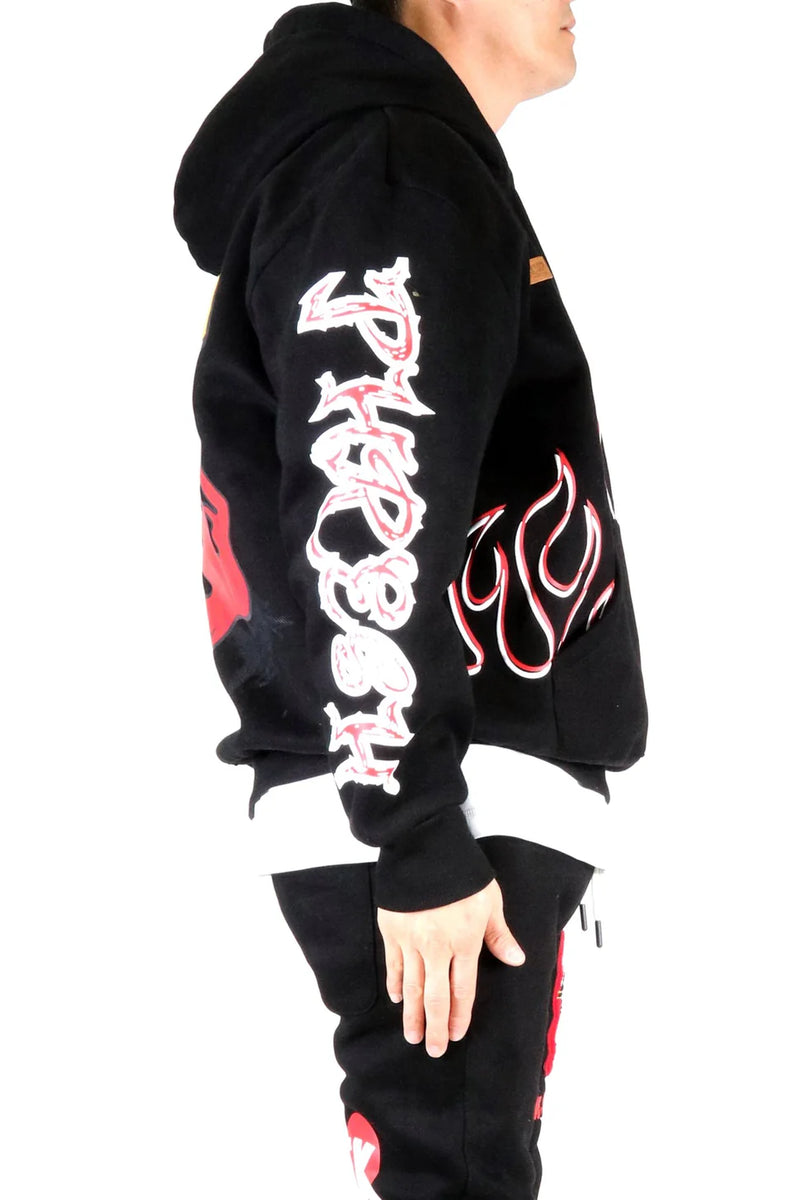 KLEEP 'Spider Heavy Weight Brushed Graphic' Pullover Hoodie (Black) KF6910