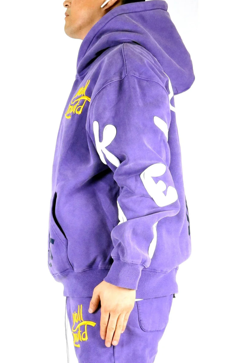 KLEEP 'Mardi Heavy Weight Brushed Graphic' Pullover Hoodie (Purple) KF6920