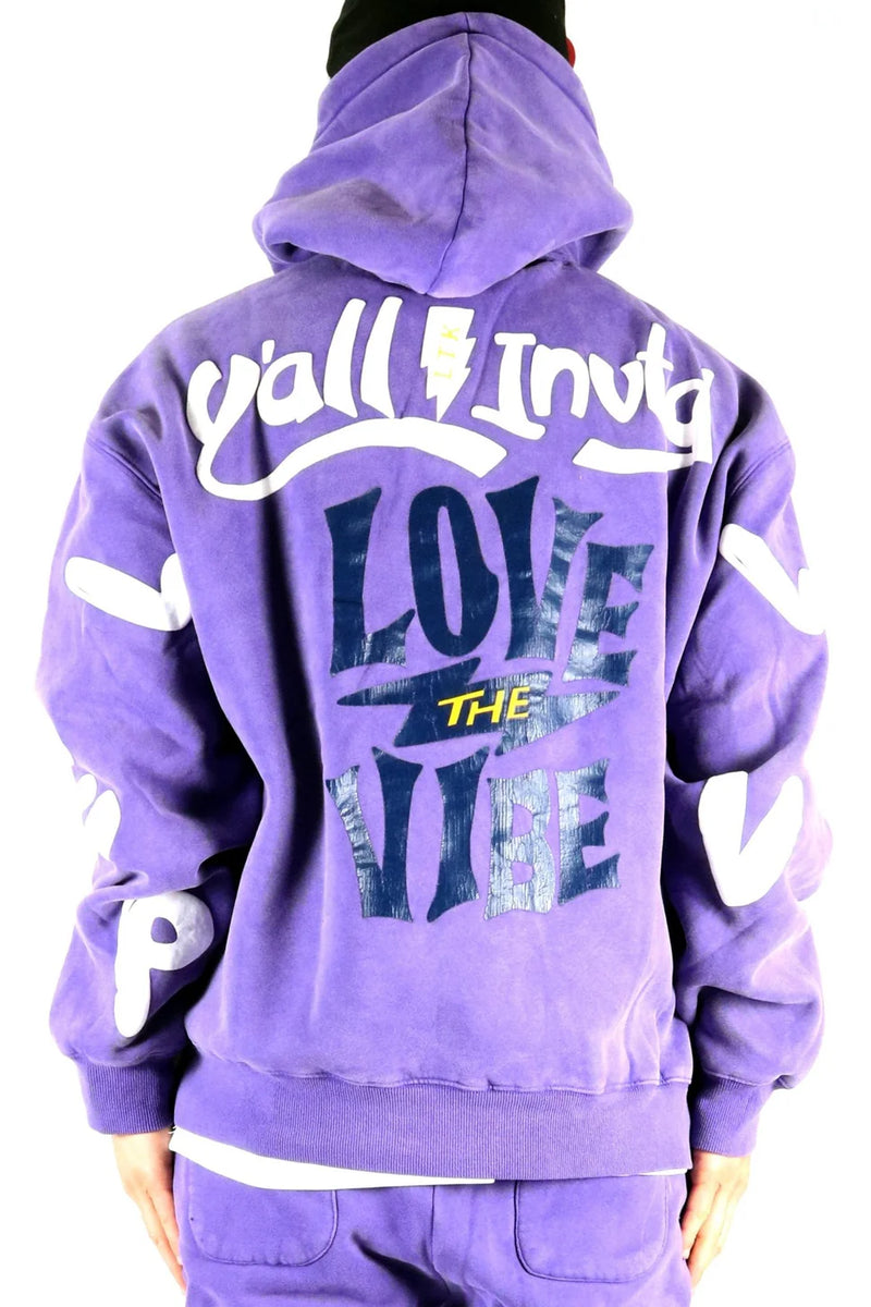 KLEEP 'Mardi Heavy Weight Brushed Graphic' Pullover Hoodie (Purple) KF6920