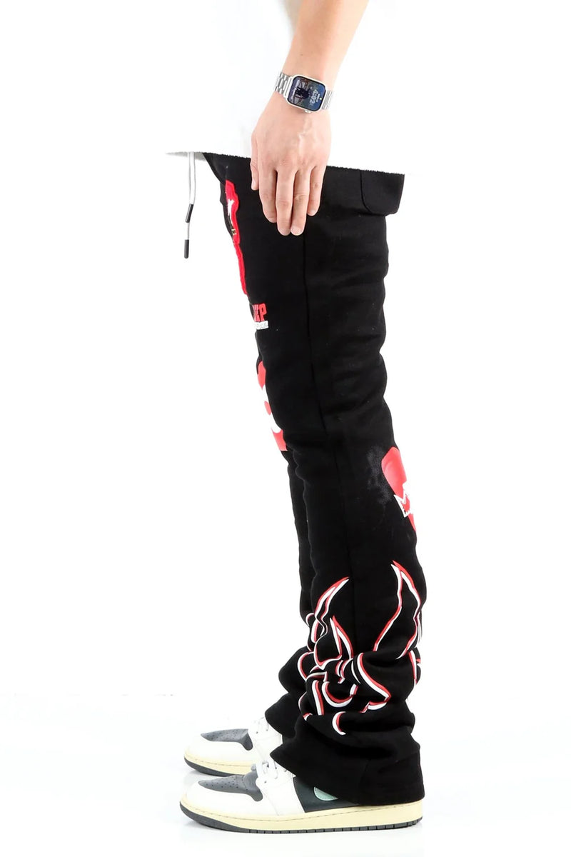 KLEEP 'Spider' Heavy Weight Brushed Graphic Stacked Sweats (Black) KMP7910