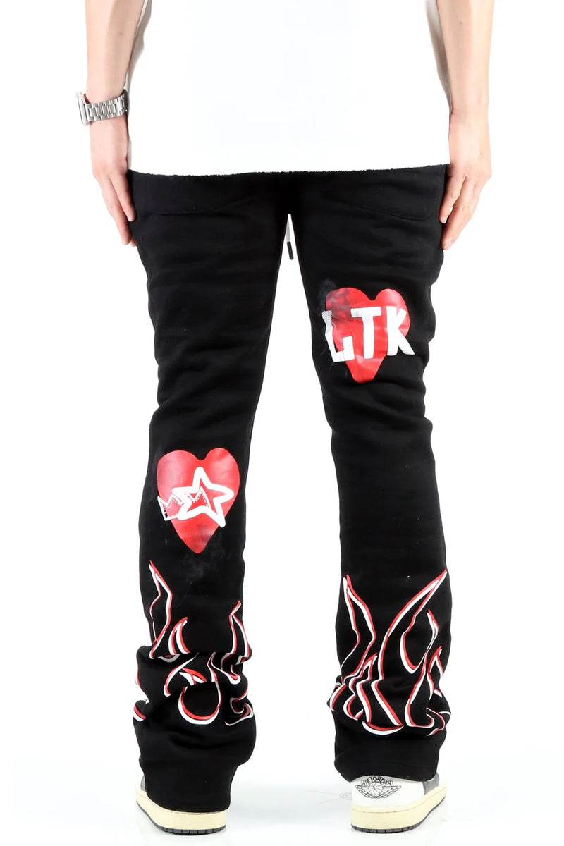 KLEEP 'Spider' Heavy Weight Brushed Graphic Stacked Sweats (Black) KMP7910