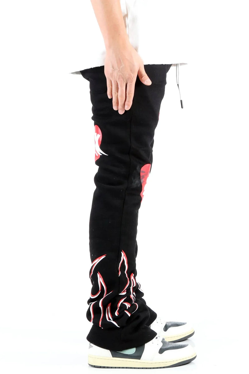 KLEEP 'Spider' Heavy Weight Brushed Graphic Stacked Sweats (Black) KMP7910