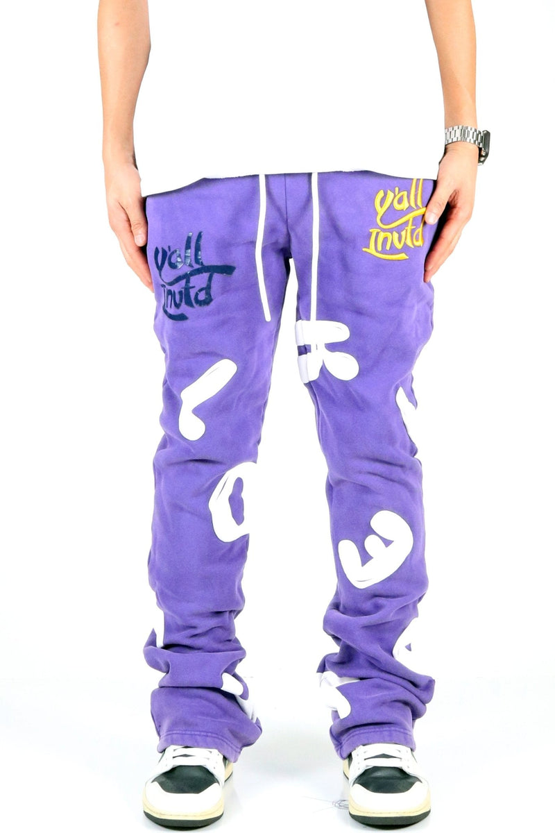 KLEEP 'Mardi Heavy Weight Brushed Graphic' Stacked Sweats (Purple) KMP7920