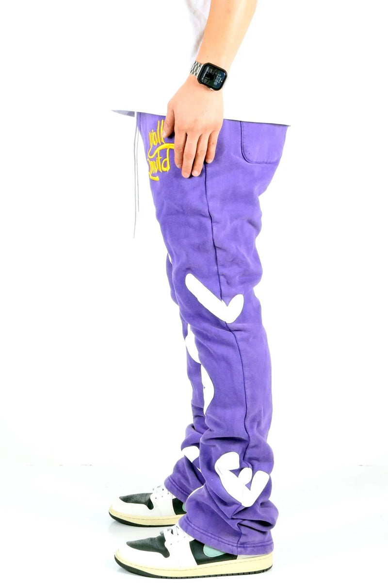 KLEEP 'Mardi Heavy Weight Brushed Graphic' Stacked Sweats (Purple) KMP7920