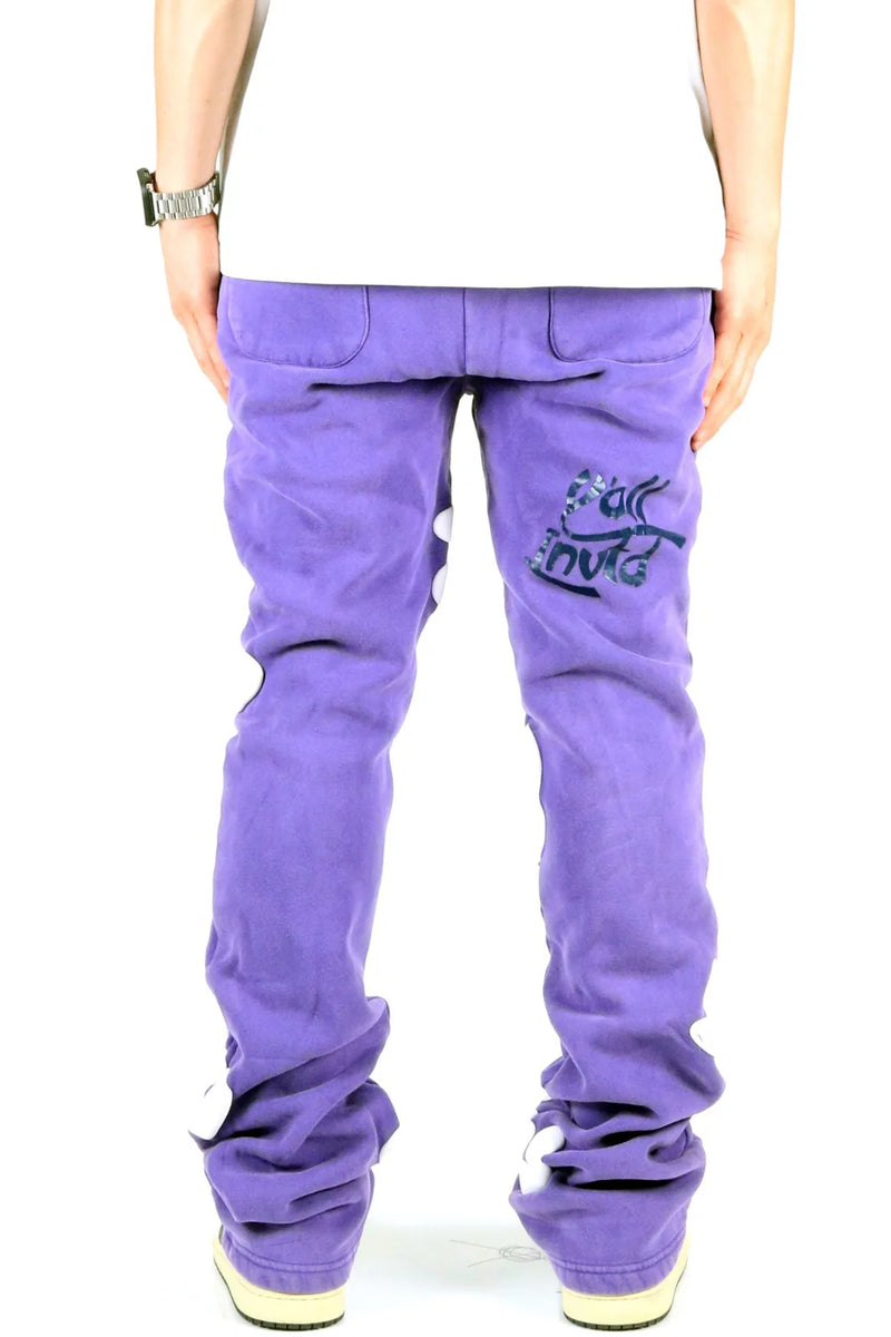 KLEEP 'Mardi Heavy Weight Brushed Graphic' Stacked Sweats (Purple) KMP7920