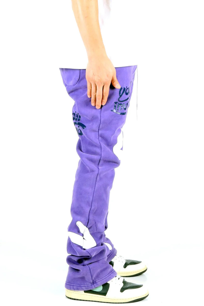 KLEEP 'Mardi Heavy Weight Brushed Graphic' Stacked Sweats (Purple) KMP7920