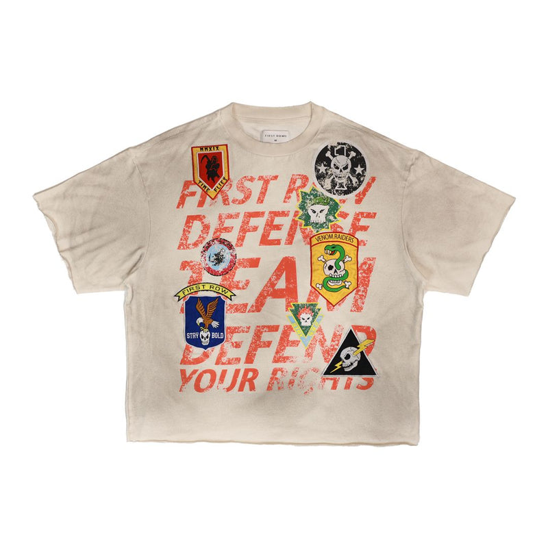 First Row ‘Logo All Over’ Cropped T-Shirt (Tan) FRM3030A
