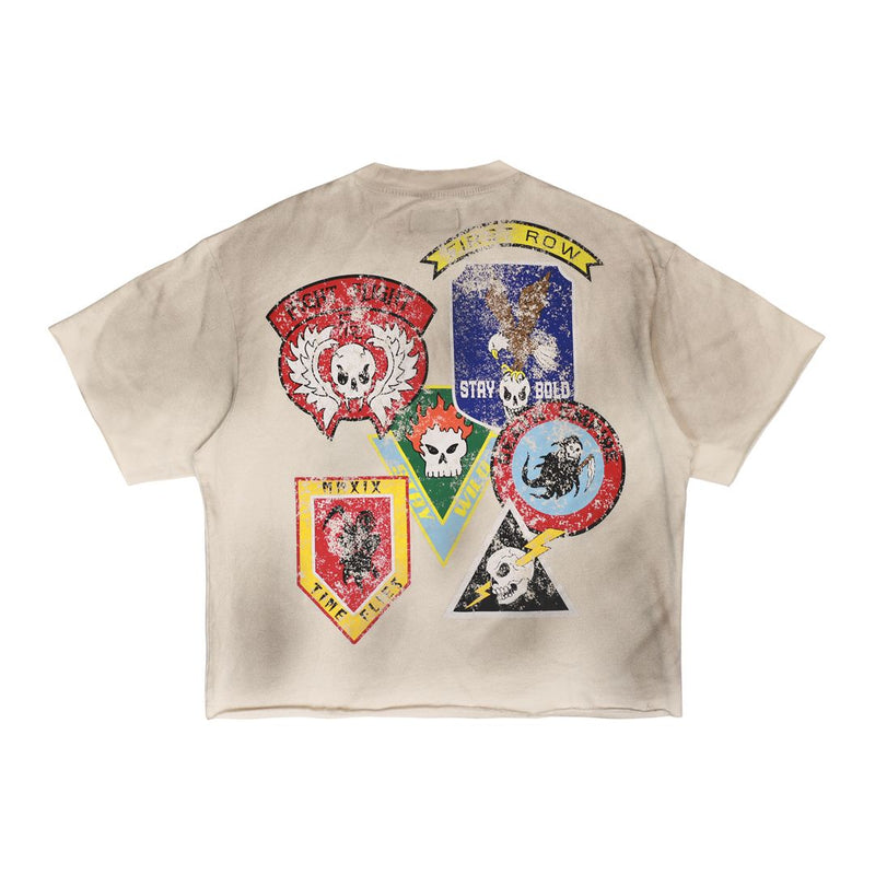 First Row ‘Logo All Over’ Cropped T-Shirt (Tan) FRM3030A