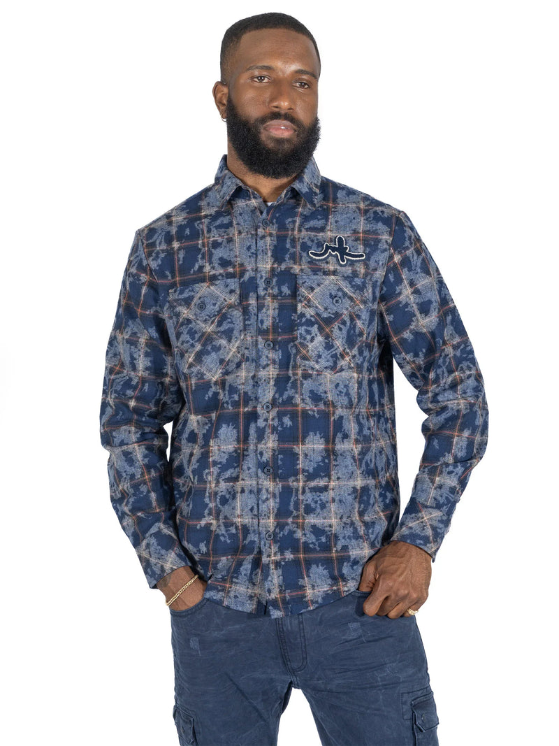 Makobi 'Berteli' Acid Plaid Shirt (Navy) M837