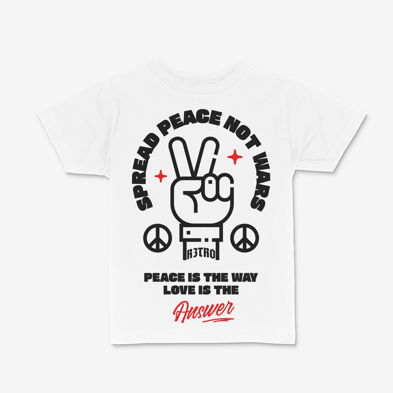 R3TRO WORLD Kids 'Spread Peace' Tee (White)