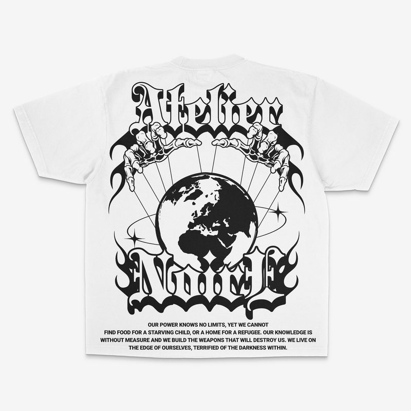 Atelier Noire 'World Peace' Premium Washed Heavyweight Cropped Shirt (White)