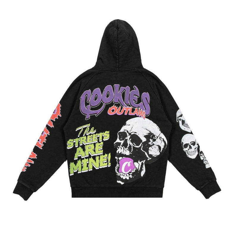 Cookies 'Outlaws Raglan Sleeve' Pullover Hoodie (Vintage Black) CM251HFC05