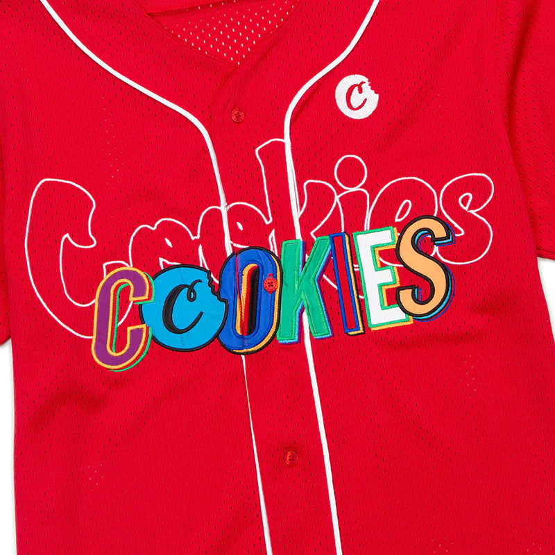 Cookies 'On The Block' Knit Athletic Jersey/ Emb/ Applique Artwork (Red) CM232KST02 - Fresh N Fitted Inc