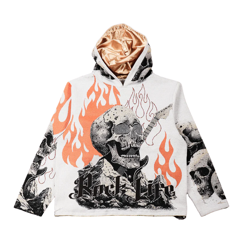 Majestik 'Rock Life' Tapestry Hoodie (Off White) TH2482