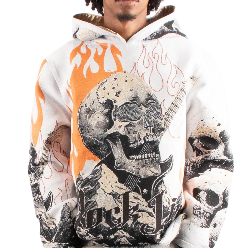 Majestik 'Rock Life' Tapestry Hoodie (Off White) TH2482