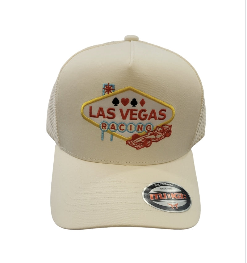 Muka 'Las Vegas Racing' Trucker Hat (Cream) TN5330B - Fresh N Fitted Inc