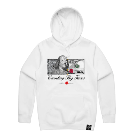 Hasta Muerte Counting big faces hoodie aj3cr (white) - Fresh N Fitted Inc