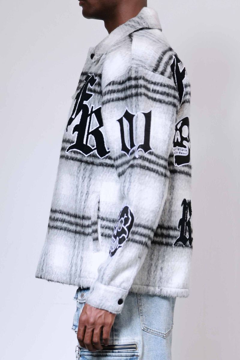 First Row 'Wake Up & Be Fierce' Multi Patches Wool Shaket (Black) FRJ2099A