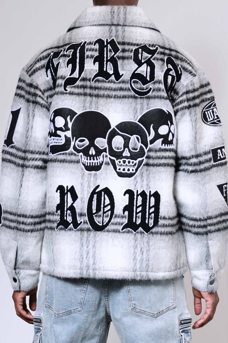 First Row 'Wake Up & Be Fierce' Multi Patches Wool Shaket (Black) FRJ2099A
